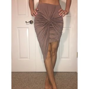 Ruched Asymmetrical Skirt